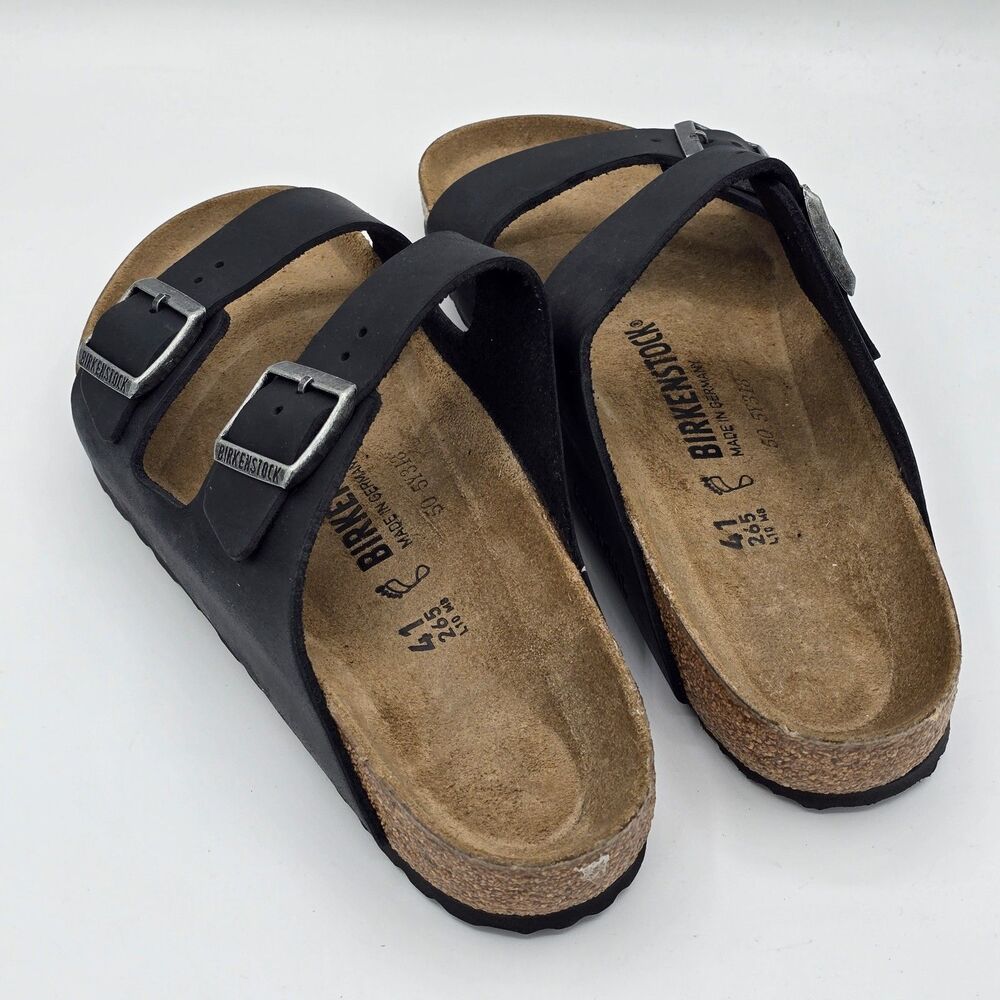 Birkenstock Arizona Sandals Unisex Black Birko-Flor Regular Fit Size 41 L10 M8 - Picture 3 of 6